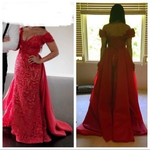 Beautiful off shoulder red lace dress